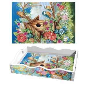 Diamond Painting Dienblad – Wit – Vogelhuisje