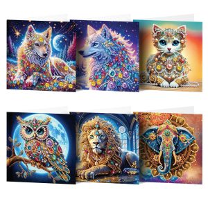 Diamond Painting Wenskaarten – 6 stuks – Set 1