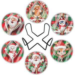 Diamond Painting Onderzetters – Set 1 – Klassieke Kerstfiguren