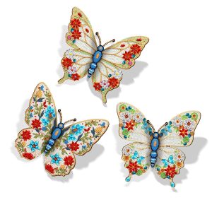 Diamond Painting Vlinders 3D – Witte Bloesem – Set van 3