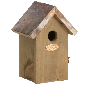 Stijlvolle nestkast King voor winterkoningen met koperen dak