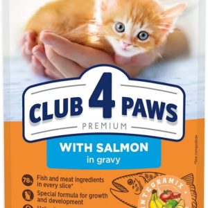 Club 4 Paws Premium-met zalm in jus voor kittens-80 gram