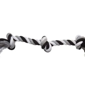 Kauwkatoen zwart grijs wit – 3 knoop- Klein