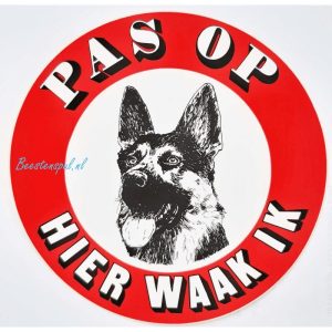 Sticker – HIER WAAK IK – Duitse Herder