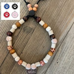 Anti teken- vlooien ketting + gepersonaliseerde penning – Poot afdruk klein