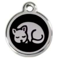 Dierenpenning Kat opdruk | Zwart | Rood | Roze | Blauw-klein