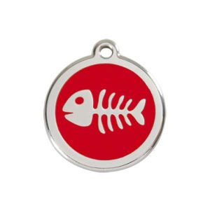 Dierenpenning- vis afdruk | Zwart | Rood | Roze | Blauw|klein