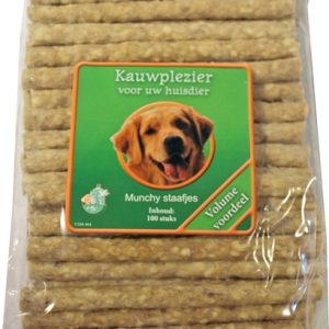 Munchy staaf – naturel – 12 cm Ø 9/10 mm, zak à 100 stuks.