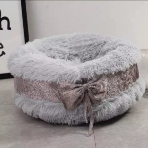 pluche mand luxury bow grey 80cm