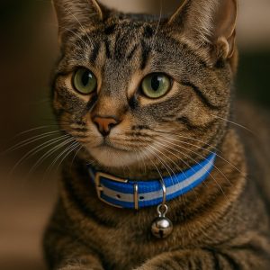 Kattenhalsbandje met reflecterende strip blauw
