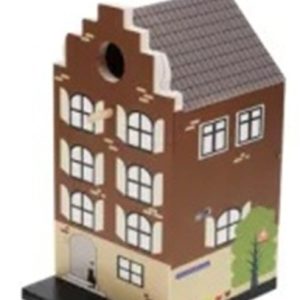 Houten vogelhuisje grachtenpandje – bruin