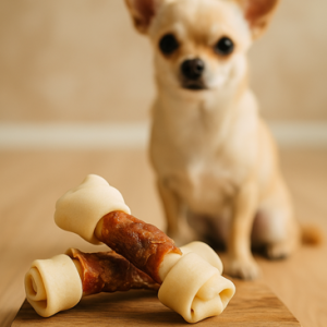 Wit geknoopt buffelhuid bot met eend -10cm